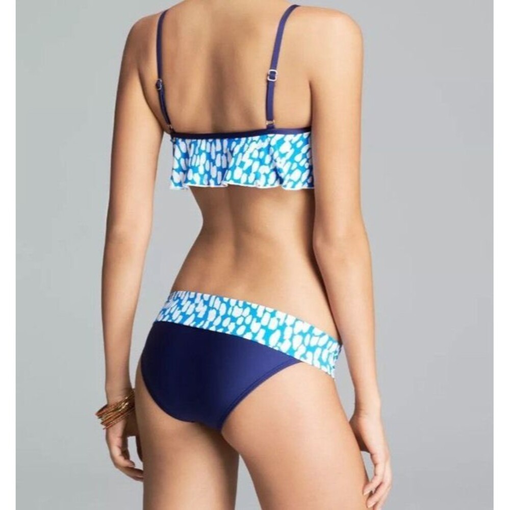 NWT Splendid Blue Coastal Banded Bikini Bottom & Top Navy blue Swimsuit Medium